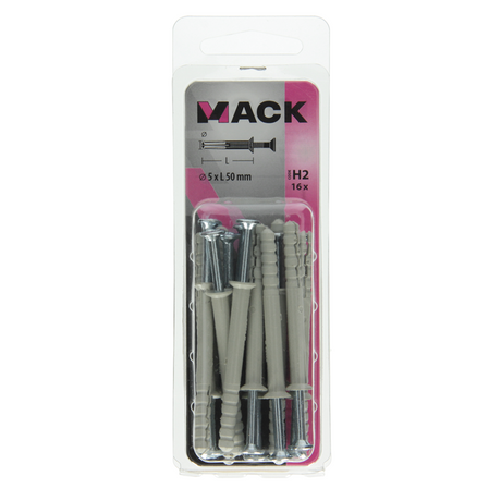 Mack 1017906 - nylon nagelplug polyamide 16 st 5 x 50 mm | 5 stuks