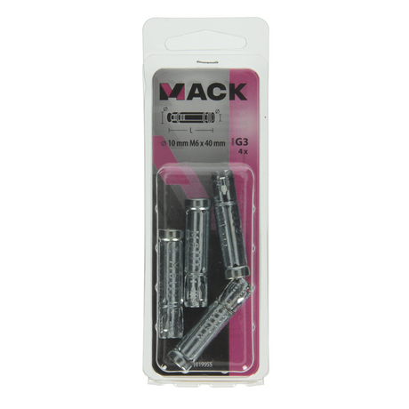 Mack 1019955 - keilbouthuls verzinkt 4 st m6 x 40 mm | 10 stuks