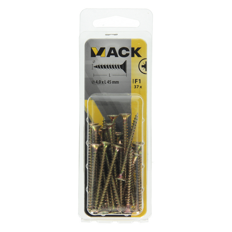 Mack 1017974 - spaanplaatschroef vz kop geelverz. 37st 4,0 x 45 mm | 5 stuks