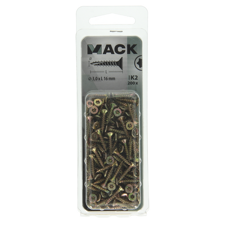 Mack 1018000 - spaanplschr.vzkop-zelfb. geelverz 200 st 3,0 x 16 mm | 5 stuks