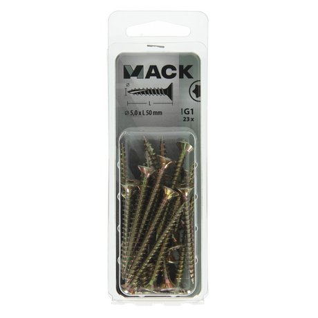 Mack 1018022 - spaanplschr.vzkop-zelfb. geelverz. 23 st 5,0 x 50 mm | 5 stuks