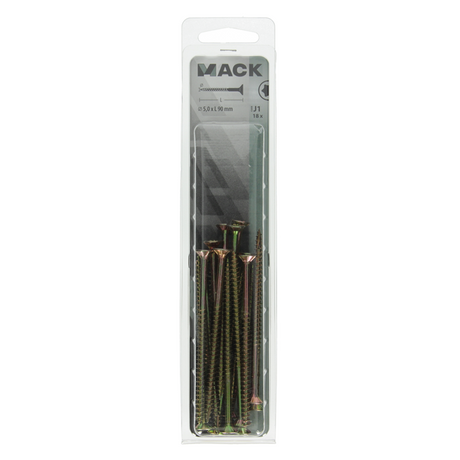 Mack 1018026 - spaanplschr.vzkop-zelfb. geelverz. 18 st 5,0 x 90 mm | 5 stuks