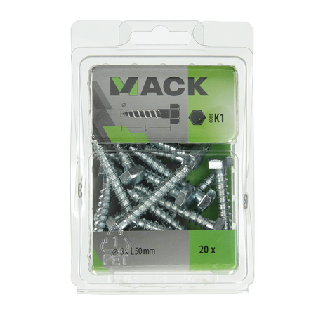 Mack 1018049 - houtdraadbout staal verzinkt 20 st 8 x 50 mm | 5 stuks