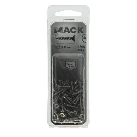Mack 1019980 - spaanplaatschroef vz kop rvs 120 st 3,0 x 16 mm | 5 stuks