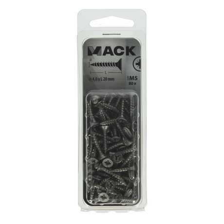 Mack 1019986 - spaanplaatschroef vz kop rvs 80 st 4,0 x 20 mm | 5 stuks