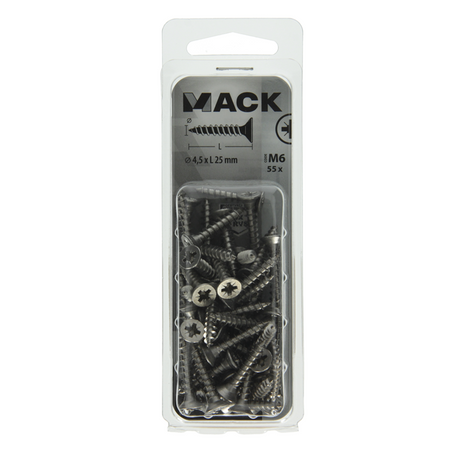 Mack 1019993 - spaanplaatschroef vz kop rvs 55 st 4,5 x 25 mm | 5 stuks