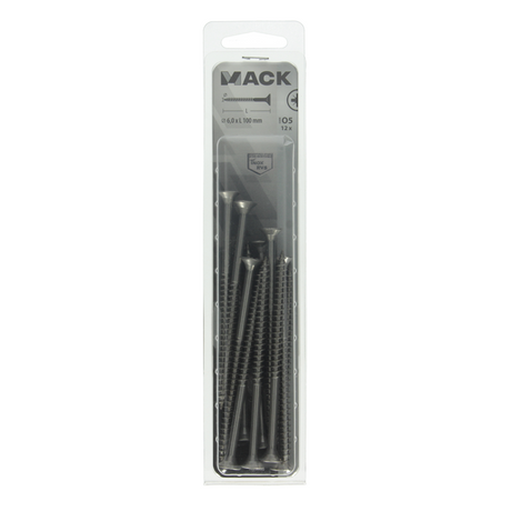 Mack 1020006 - spaanplaatschroef vz kop rvs 12 st 6,0 x 100mm | 5 stuks