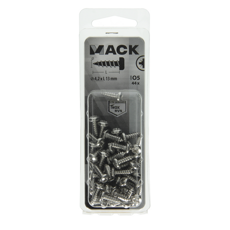 Mack 1020017 - zelftappende schroef cyl.kop a2 44 st 4,2 x 13 mm | 5 stuks