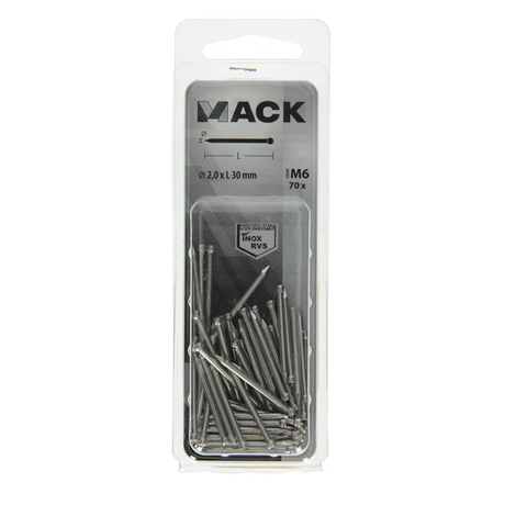 Mack 1020026 - nagel ronde kop inox a2 70 st 2,0 x 30 mm | 5 stuks