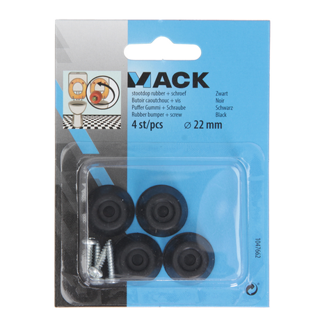 Mack 1047662 - stootdop rubber + schroef zwart ø 22 mm 4 st pcs | 6 stuks