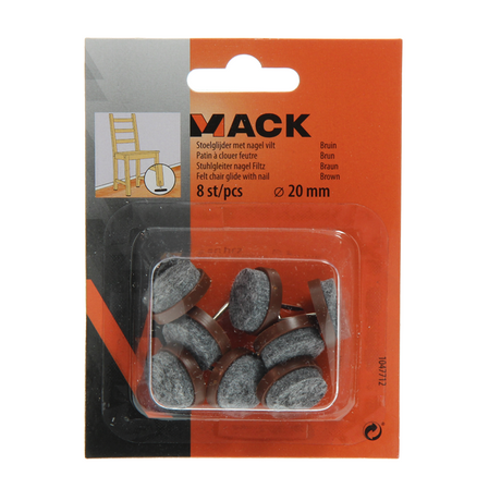 Mack 1047712 - stoelglijder met nagel vilt bruin ø 20 mm 8 st pcs | 6 stuks