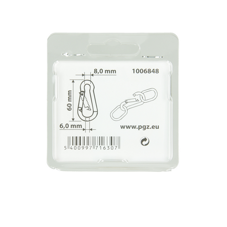 Mack 1006848 - 1 karabijnhaak + veer verzinkt bl 60x6mm | 5 stuks