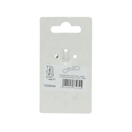 Mack 1008444 - 1 karabijnhaak + veer 4 x 40mm verzinkt | 10 stuks
