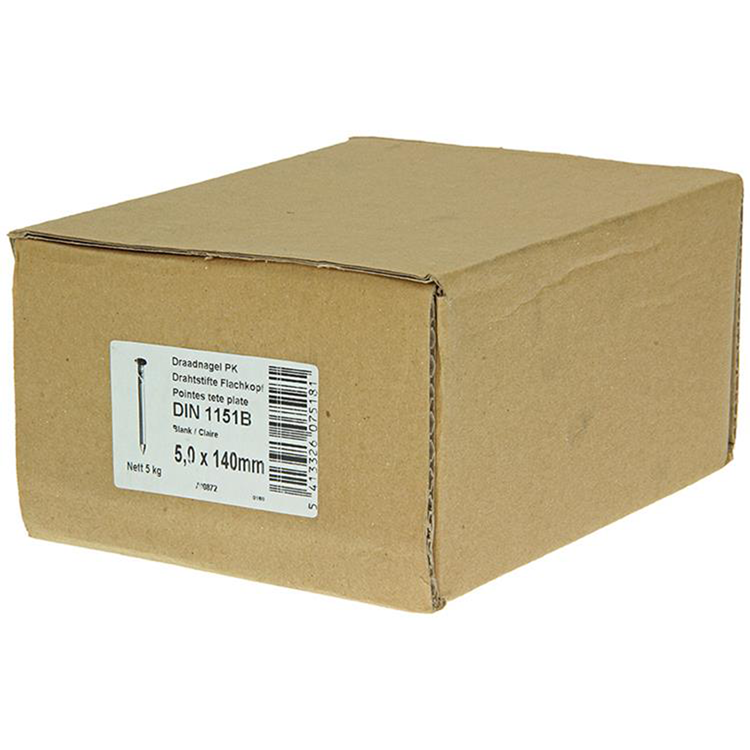 1015656 - doos 5 kg. nagels platte kop 5,0x140 mm | 2 stuks