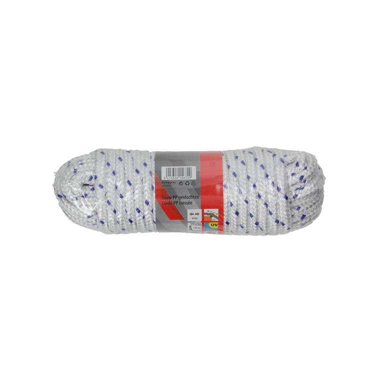 Mack 1013977 - pp gevlochten wit blauw streng8mm 15m | 5 stuks