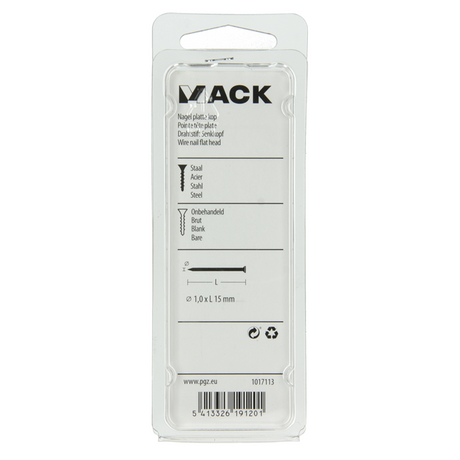 Mack 1017113 - nagel platte kop 90 gr 1,0 x 15 mm | 5 stuks