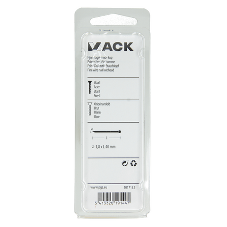 Mack 1017133 - fijne nagel ronde kop 85 gr 1,8 x 40 mm | 5 stuks