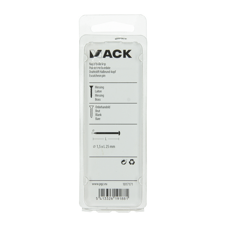Mack 1017171 - nagel bolle kop messing 20 gr 1,5 x 25 mm | 10 stuks