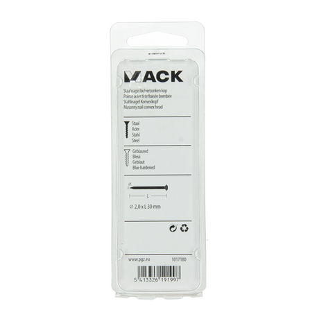 Mack 1017180 - staalnagel bvk staal geblauwd 45 gr 2,0 x 30 mm | 10 stuks