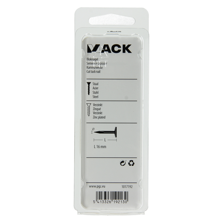 Mack 1017192 - bloknagel staal verzinkt 50 gr16 mm | 10 stuks