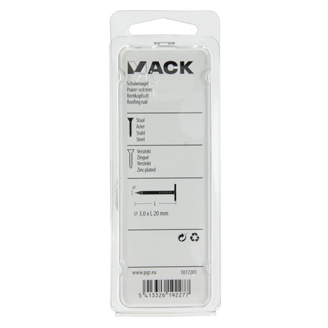 Mack 1017201 - schalienagel staal verzinkt 100 gr 3,0 x 20 mm | 5 stuks