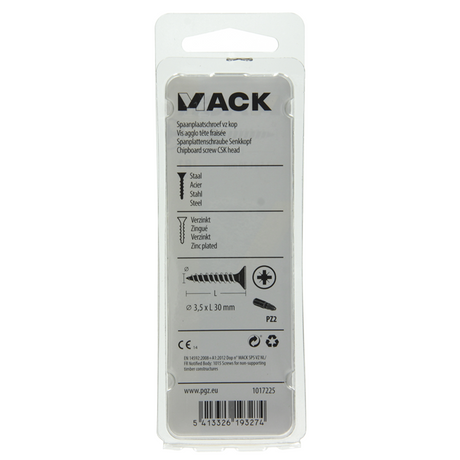 Mack 1017225 - spaanplaatschroef vz kop geelverz.26 st 3,5 x 30 mm | 10 stuks