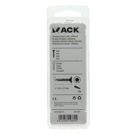 Mack 1017283 - spaanplschr.vzkop-zelfb. geelverz. 40 st 3,0 x 25 mm | 10 stuks