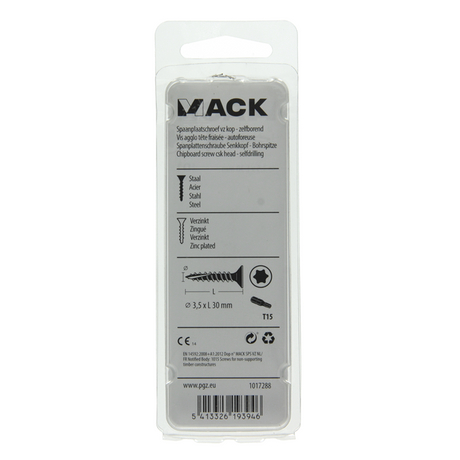 Mack 1017288 - spaanplschr.vzkop-zelfb. geelverz. 26 st 3,5 x 30 mm | 10 stuks