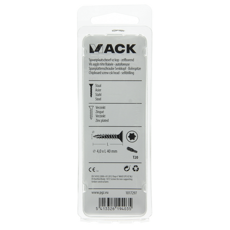 Mack 1017297 - spaanplschr.vzkop-zelfb. geelverz. 18 st 4,0 x 40 mm | 10 stuks