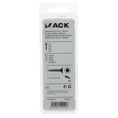 Mack 1017304 - spaanplschr.vzkop-zelfb. geelverz.16 st 4,5 x 35 mm | 10 stuks