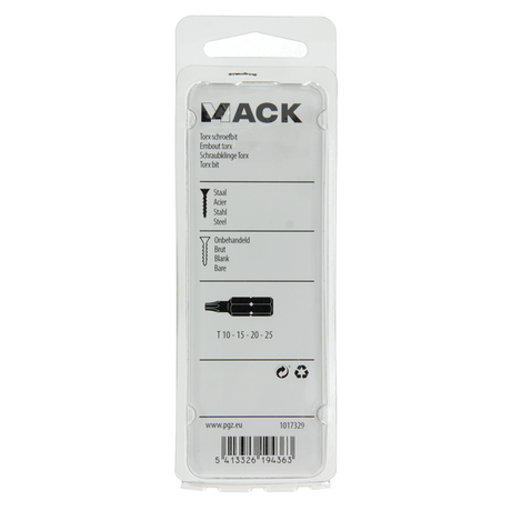Mack 1017329 - torx schroefbit staal onbehandeld 4 st t10-15 20-25 | 10 stuks