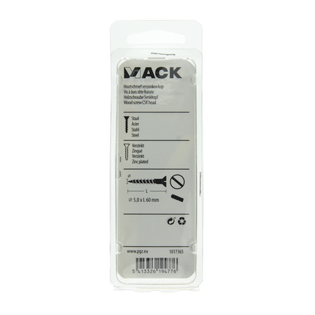 Mack 1017365 - houtschroef verzonken kop verz6 st 5,0 x 60 mm | 10 stuks
