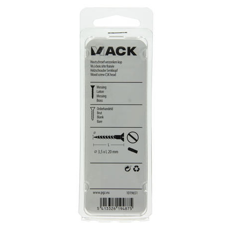 Mack 1019651 - houtschroef verzonken kop messing 11st 3,5 x 20 mm | 10 stuks