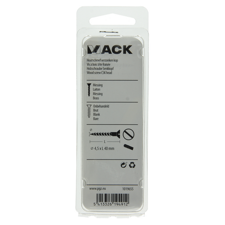 Mack 1019655 - houtschroef verzonken kop messing 6 st 4,5 x 40 mm | 10 stuks
