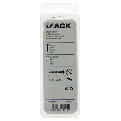 Mack 1019662 - houtschroef bolkop messing 10 st 3,5 x 20 mm | 10 stuks
