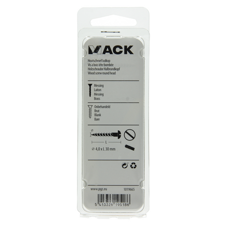 Mack 1019665 - houtschroef bolkop messing 7 st 4,0 x 30 mm | 10 stuks