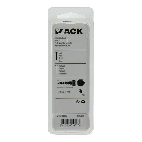 Mack 1017403 - houtdraadbout staal verzinkt 11 st 6 x 35 mm | 10 stuks