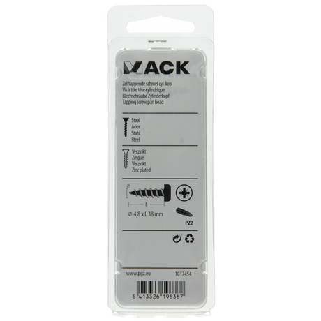 Mack 1017454 - zelftappende schroef cyl kop verz. 9 st 4,8 x 38 mm | 10 stuks
