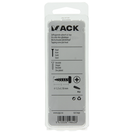 Mack 1017460 - zelftappende schroef cyl kop verz. 5 st 5,5 x 50 mm | 10 stuks
