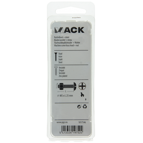 Mack 1017546 - kachelbout + moer staal verzinkt 14 st m5 x 25 mm | 5 stuks