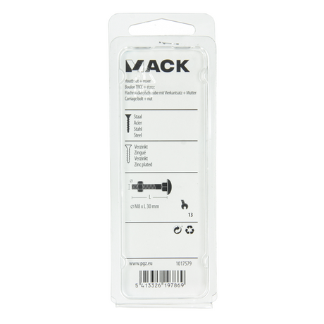 Mack 1017579 - houtbout + moer staal verzinkt6 st m8 x 30 mm | 5 stuks