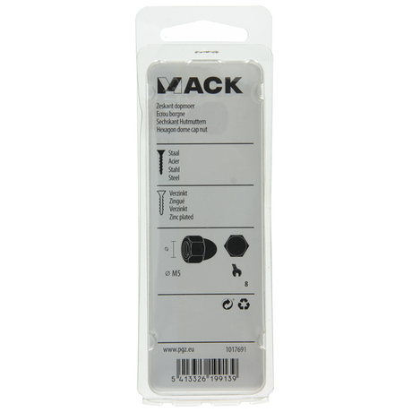 Mack 1017691 - zeskant dopmoer staal verzinkt8 st m5 | 10 stuks