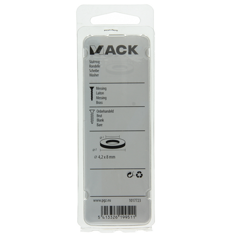 Mack 1017723 - sluitring messing 16 st 4,2 x 8 mm | 10 stuks