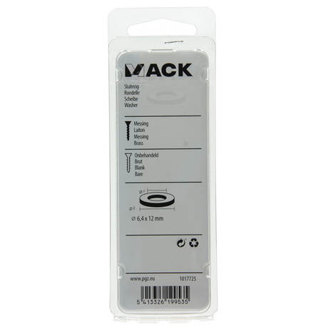 Mack 1017725 - sluitring messing 6 st 6,4 x 12 mm | 10 stuks