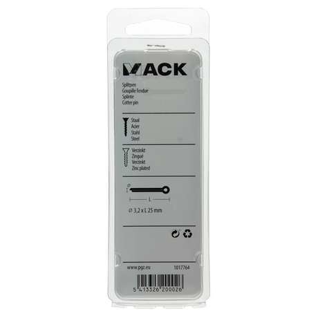 Mack 1017764 - splitpen staal verzinkt 16 st 3,2 x 25 mm | 10 stuks