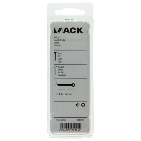 Mack 1017766 - splitpen staal verzinkt 10 st 4,0 x 40 mm | 10 stuks