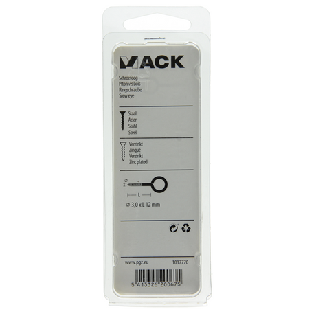 Mack 1017770 - schroefoog staal verzinkt 15st 3,0 x 12 mm | 10 stuks