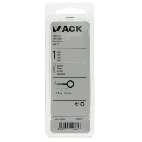 Mack 1017771 - schroefoog staal verzinkt 12st 3,5 x 16 mm | 10 stuks