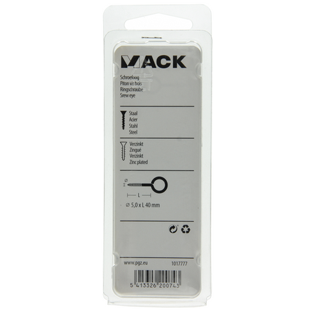 Mack 1017777 - schroefoog staal verzinkt 4 st 5,0 x 40 mm | 10 stuks