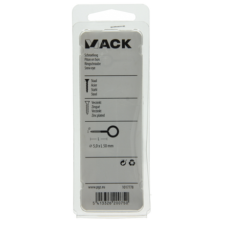 Mack 1017778 - schroefoog staal verzinkt 3 st 5,0 x 50 mm | 10 stuks